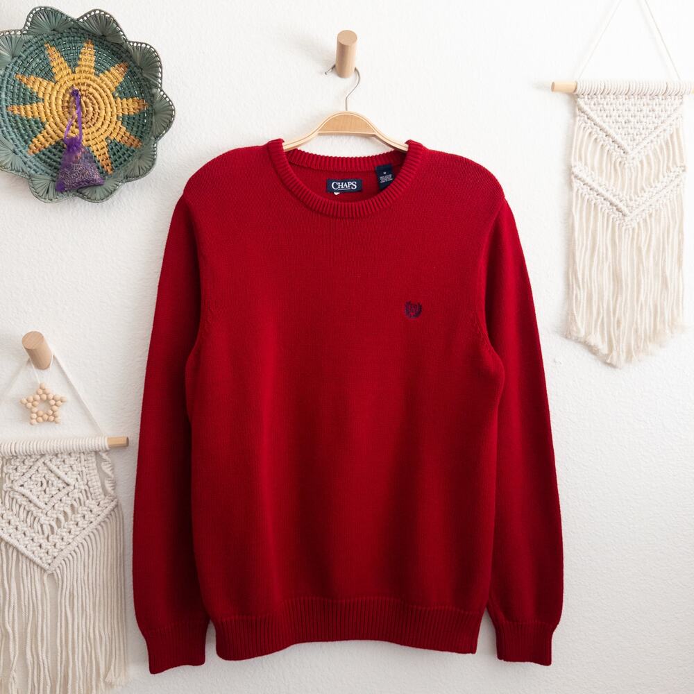 Chaps Red Pullover Nautical Seaside Coastal Sweater Size Medium